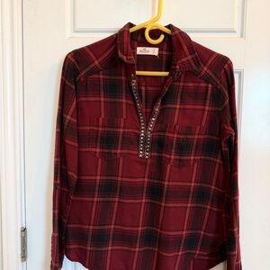 Hollister Red and Black Plaid Shirt